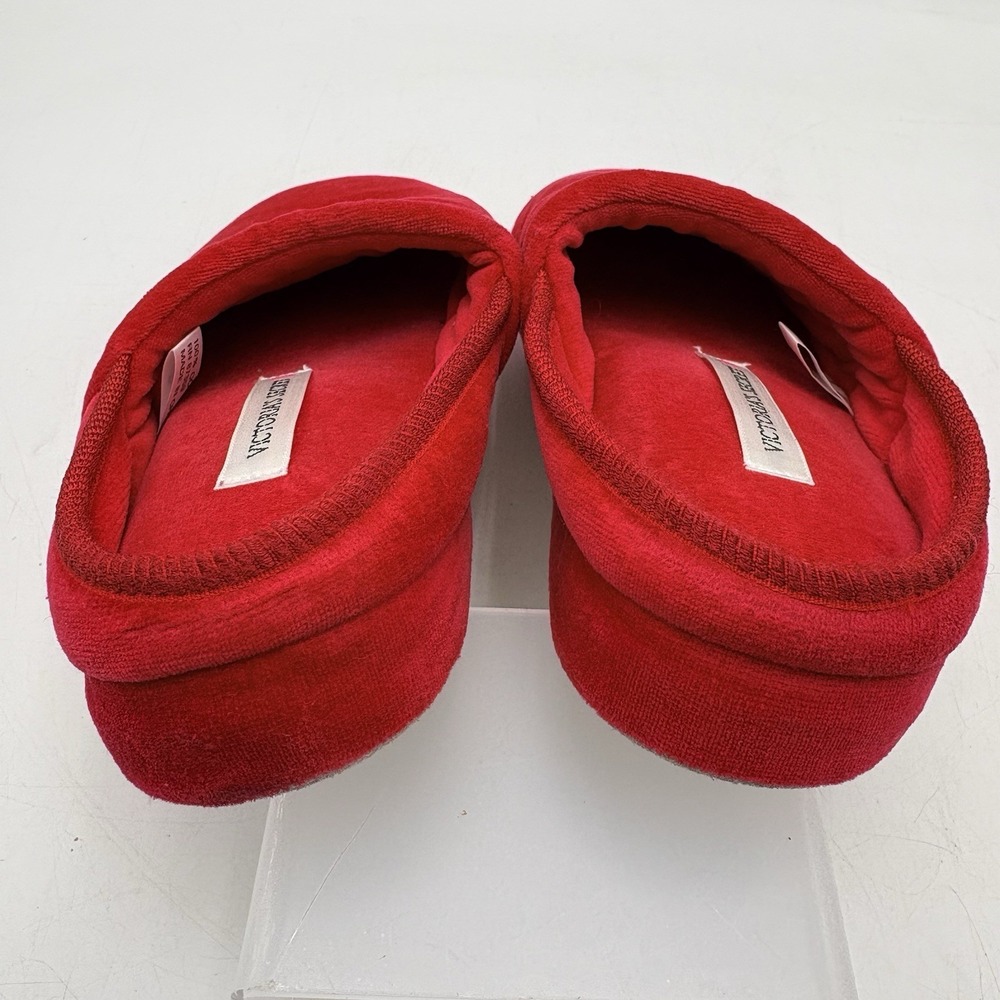 Victoria's Secret Slippers Womens Medium Red Velour Mule House Shoes - Picture 4 of 9